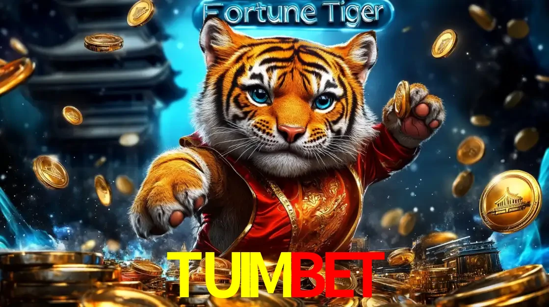 Imagem promocional do jogo de slot Fortune Tiger, com um tigre majestoso em traje tradicional cercado por uma fortuna em moedas de ouro, disponível agora no cassino TUIMBET.